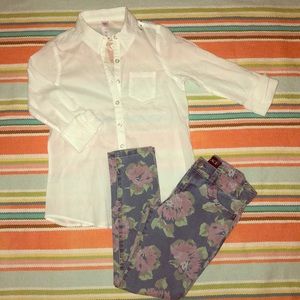 🌻Children’s Place Floral Jean & Justice Button up